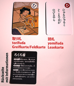 Yomifuda und torifuda eines Yōkai-Karuta-Sets von Komineshoten (Foto: ©2017 fduprel)